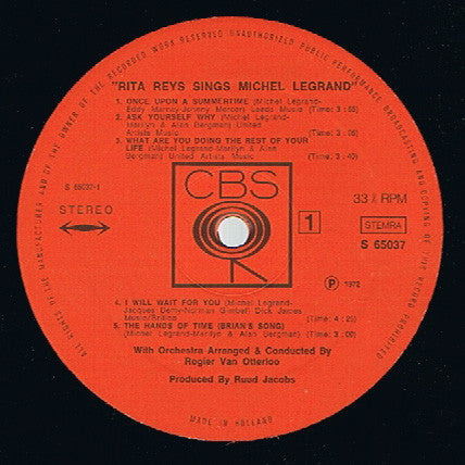 Rita Reys : Rita Reys Sings Michel Legrand (LP, Album, Gat)