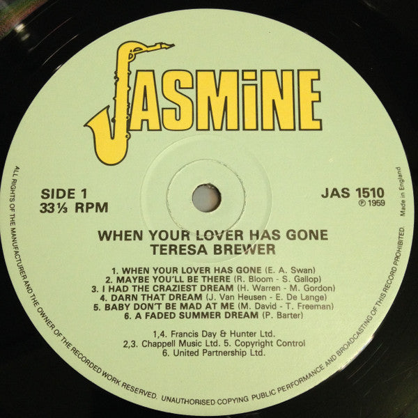 Teresa Brewer : When Your Lover Has Gone (LP, Album, RE)
