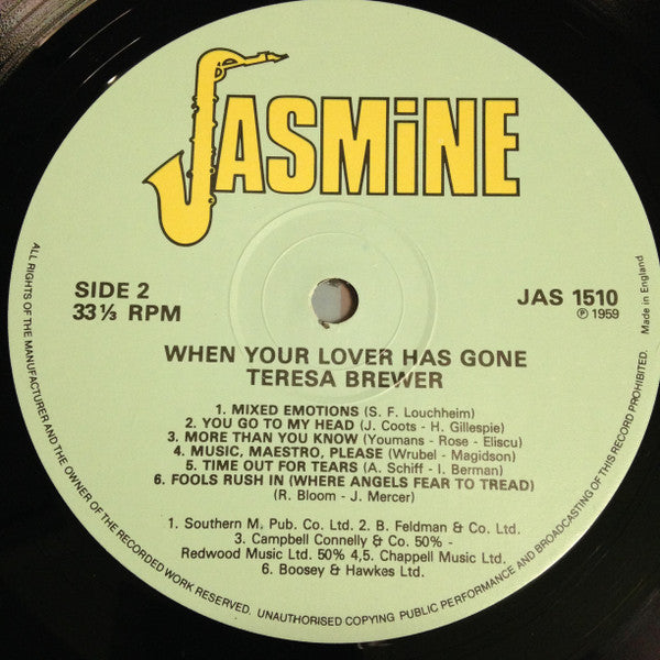 Teresa Brewer : When Your Lover Has Gone (LP, Album, RE)