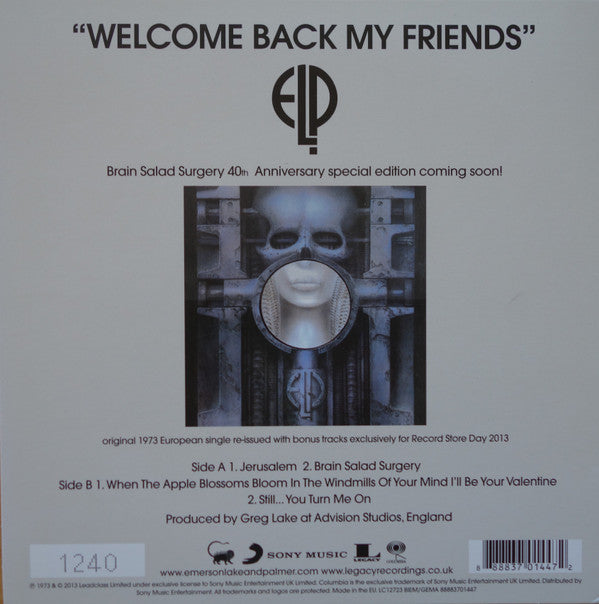 Emerson, Lake & Palmer : Jerusalem (7", RSD, Single, Ltd, Num, RE)