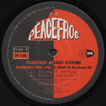 Planetary Assault Systems : Planetary Funk Vol. 3 (Visit To Pro-form iii) (12")