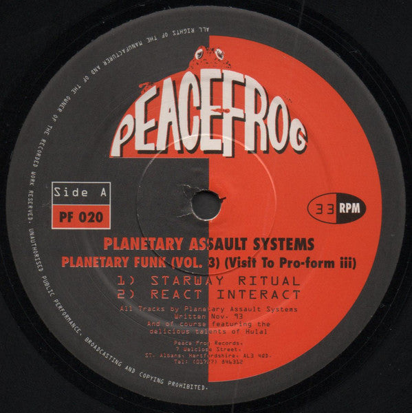 Planetary Assault Systems : Planetary Funk Vol. 3 (Visit To Pro-form iii) (12")