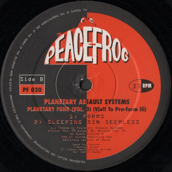 Planetary Assault Systems : Planetary Funk Vol. 3 (Visit To Pro-form iii) (12")