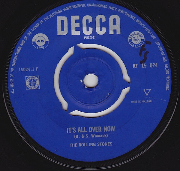 The Rolling Stones : It's All Over Now / Good Times, Bad Times (7", Single, Mono)