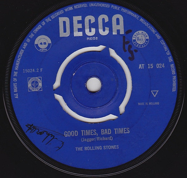 The Rolling Stones : It's All Over Now / Good Times, Bad Times (7", Single, Mono)