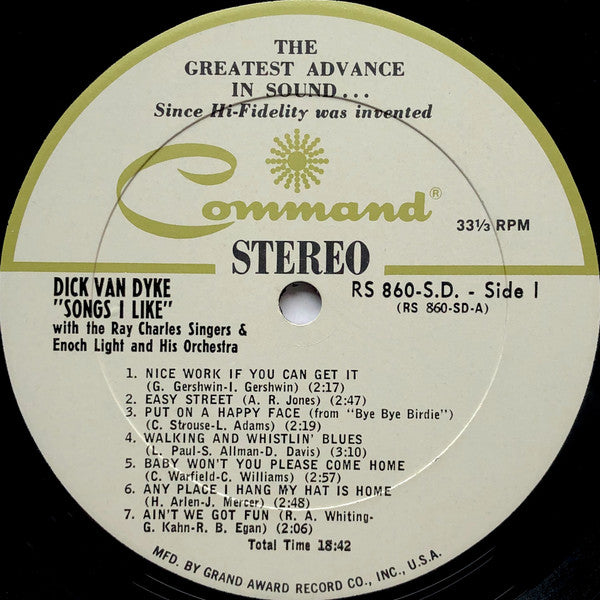 Dick Van Dyke (2) With The Ray Charles Singers : Songs I Like (LP, Album)