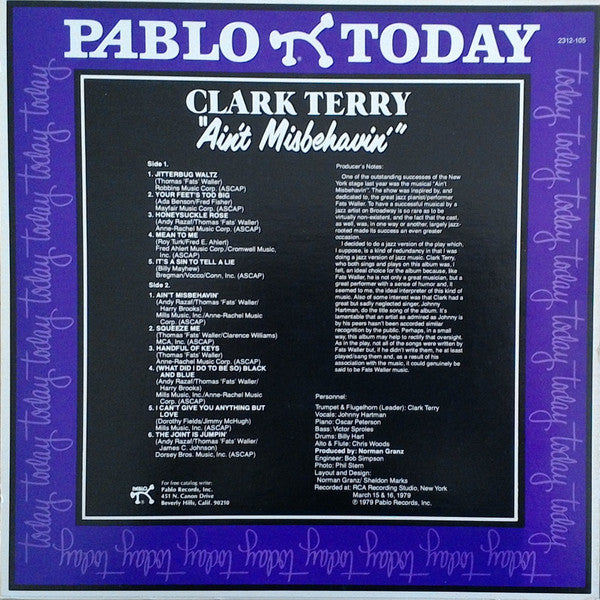 Clark Terry : Ain't Misbehavin' (LP, Album, Als)