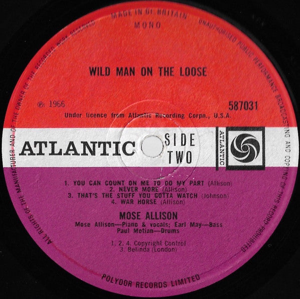 Mose Allison : Wild Man On The Loose (LP, Album, Mono)