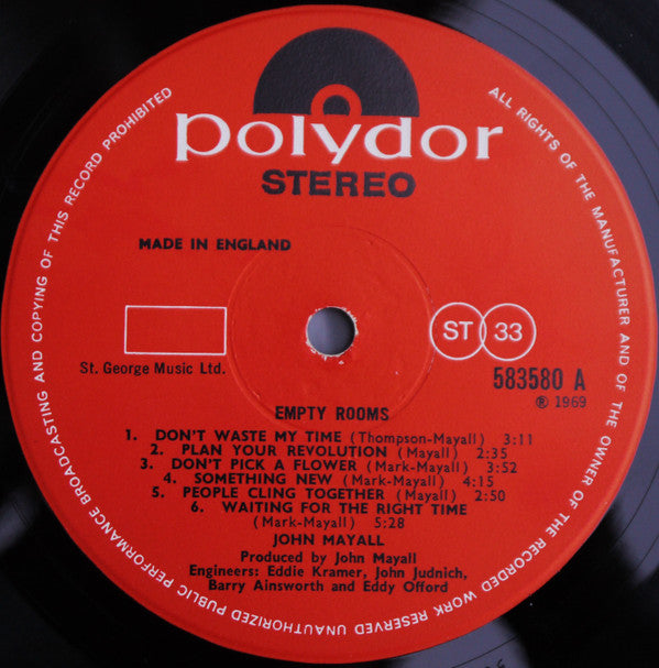 John Mayall : Empty Rooms (LP, Album)