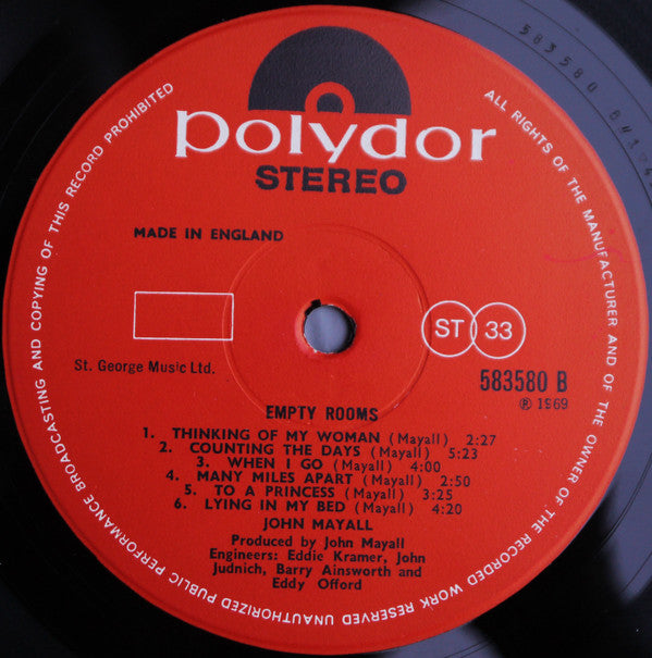 John Mayall : Empty Rooms (LP, Album)