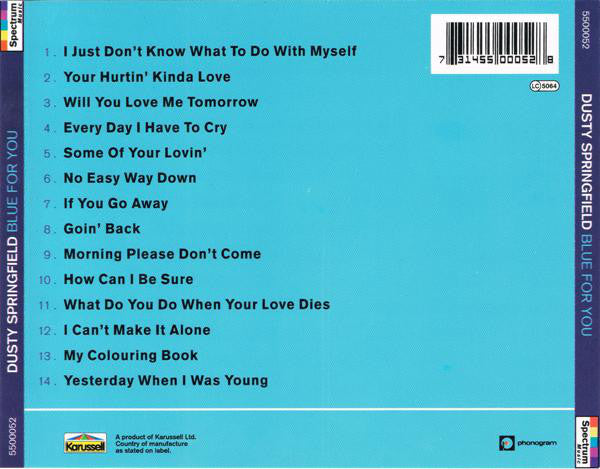Dusty Springfield : Blue For You (CD, Comp)