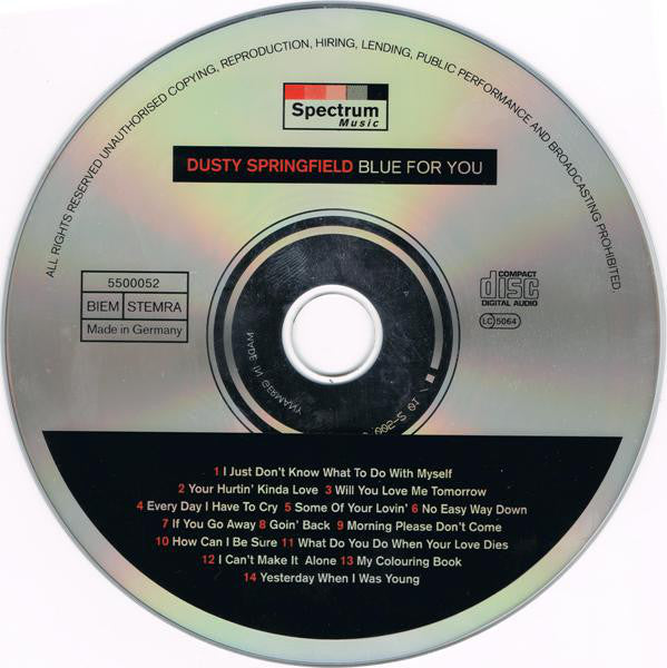 Dusty Springfield : Blue For You (CD, Comp)