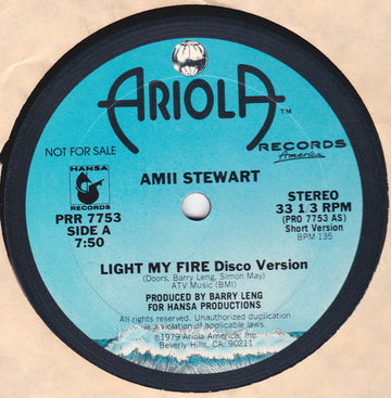 Amii Stewart : Light My Fire (12", Promo)