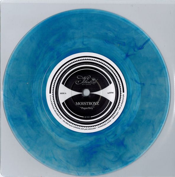Moistboyz / Hello=Fire : Paperboy / Angle To See (7", Ltd, Blu)