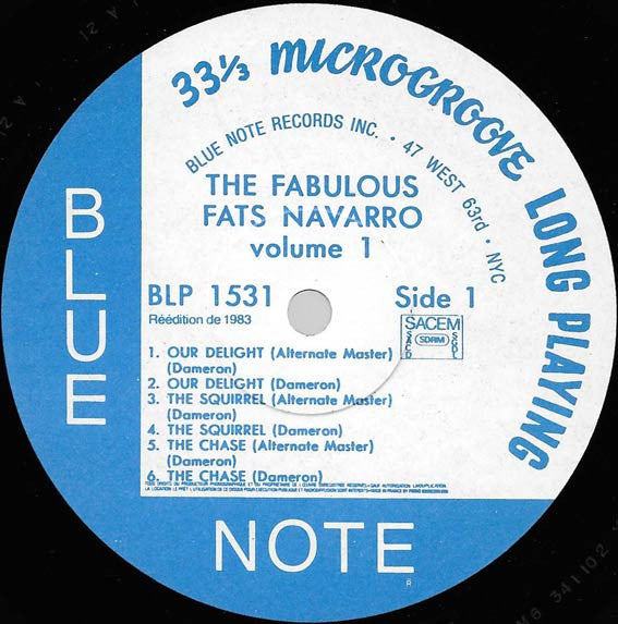 Fats Navarro : The Fabulous Fats Navarro Volume 1 (LP, Album, Mono, RE, RM)