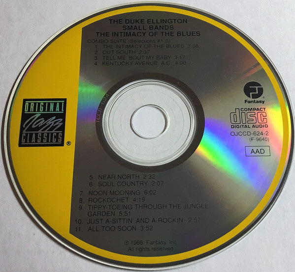 The Duke Ellington Small Bands : Intimacy Of The Blues (CD, Album, RE, RM)