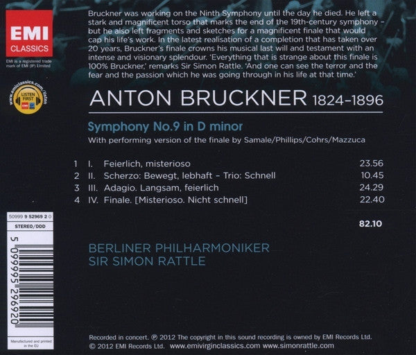 Anton Bruckner - Sir Simon Rattle, Berliner Philharmoniker : Bruckner 9 (Four Movement Version) (CD)