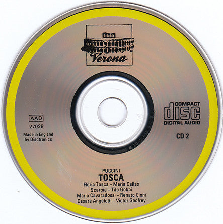 Maria Callas, Giacomo Puccini, Renato Cioni, Tito Gobbi, Victor Godfrey, Robert Bowman, Eric Garrett, Dennis Wicks, Edgar Boniface, David Sellar, Carlo Felice Cillario : Tosca (2xCD, 2 C)