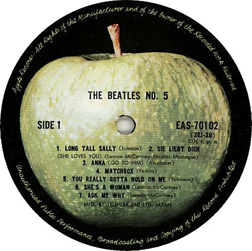 The Beatles = ザ・ビートルズ* : Beatles No. 5 = ビートルズ No. 5 (LP, Comp, Mono, RE)
