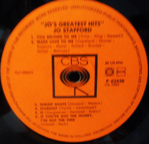Jo Stafford : Jo's Greatest Hits (LP, Comp)