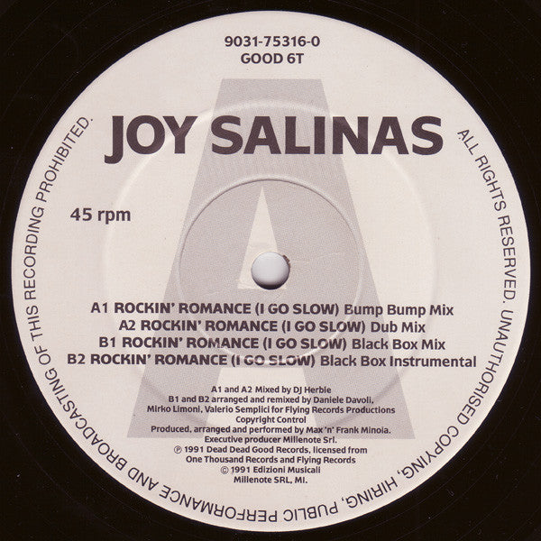 Joy Salinas : Rockin' Romance (I Go Slow) (12")