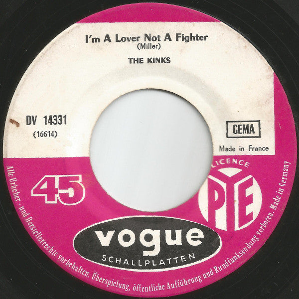 The Kinks : I'm A Lover Not A Fighter / Beautiful Delilah (7", Single)