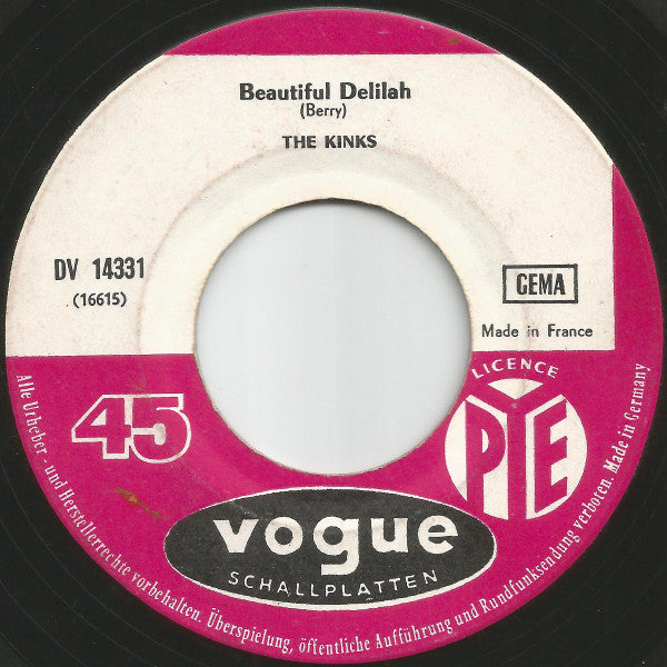 The Kinks : I'm A Lover Not A Fighter / Beautiful Delilah (7", Single)