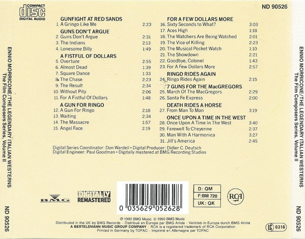 Ennio Morricone : The Legendary Italian Westerns The Film Composers Series, Volume II (CD, Comp, RM)