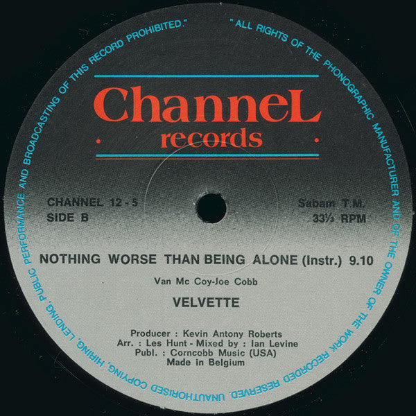 Velvette (2) : Nothing Worse Than Being Alone (12")