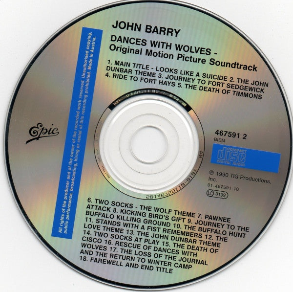John Barry : Dances With Wolves (Original Motion Picture Soundtrack) (CD, Album, RE)