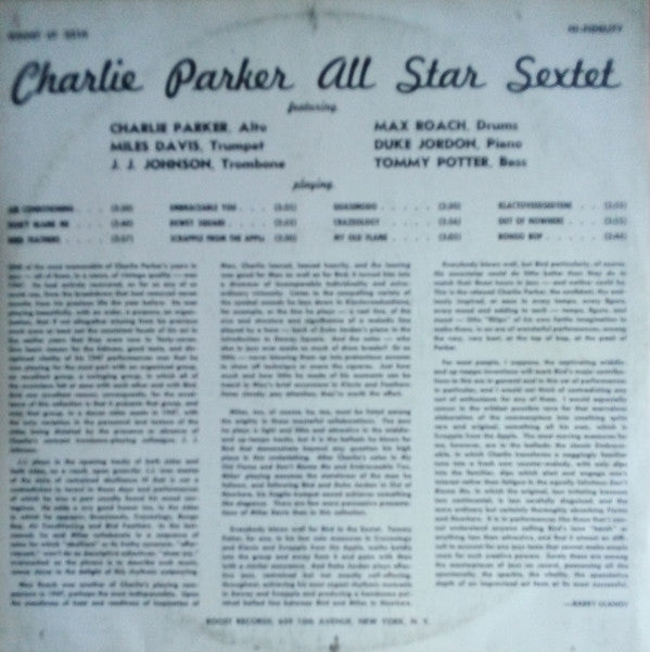 Charlie Parker : All Star Sextet (LP, Album)