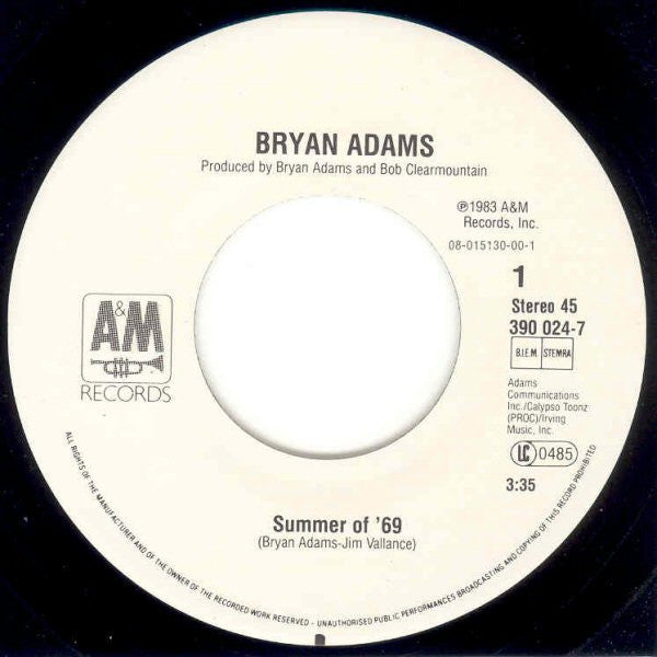 Bryan Adams : Summer Of '69 (7")