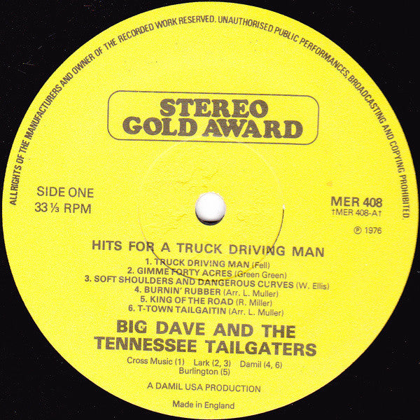 Big Dave And The Tennessee Tailgaters : Hits For A Truck Driving Man (LP, Album)