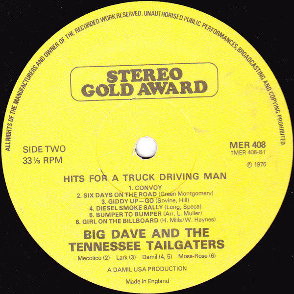 Big Dave And The Tennessee Tailgaters : Hits For A Truck Driving Man (LP, Album)
