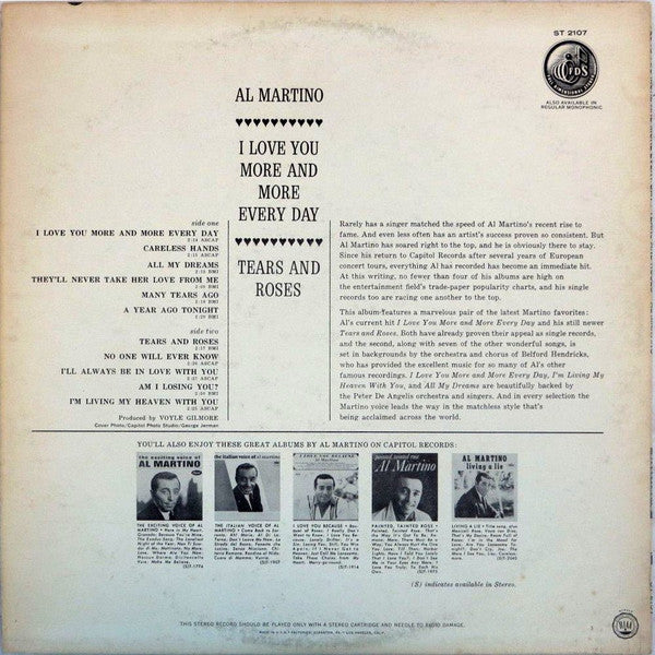 Al Martino : I Love You More And More Every Day / Tears And Roses (LP, Album, Scr)