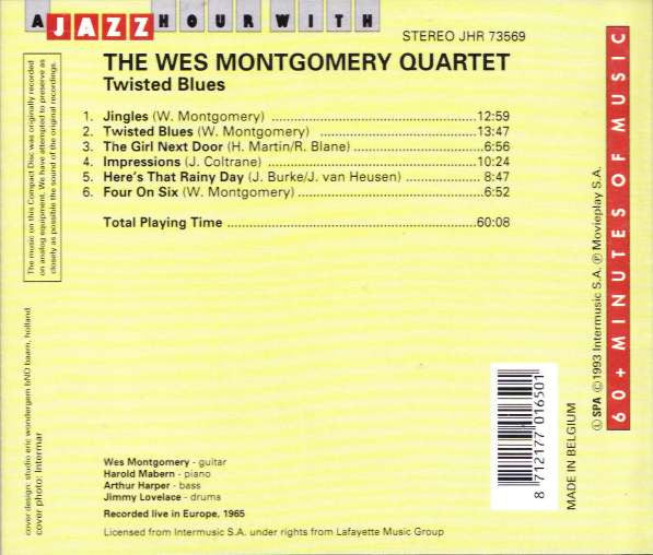 The Wes Montgomery Quartet : Twisted Blues (CD, Comp)