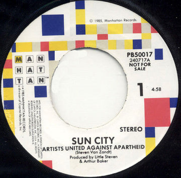 Artists United Against Apartheid : Sun City (7", Single, Promo)