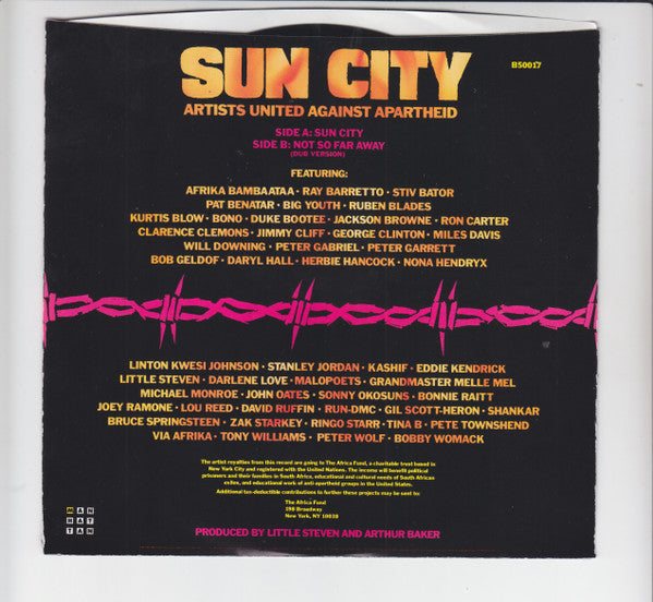 Artists United Against Apartheid : Sun City (7", Single, Promo)
