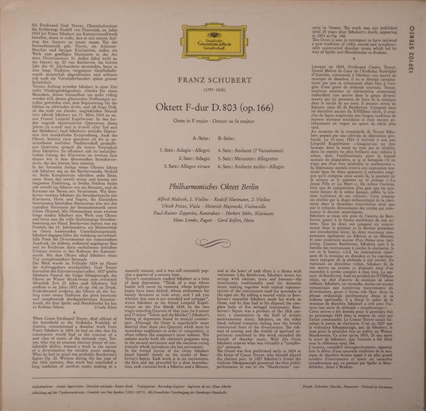 Schubert* / Philharmonisches Oktett Berlin : Oktett F-dur D. 803 (LP)