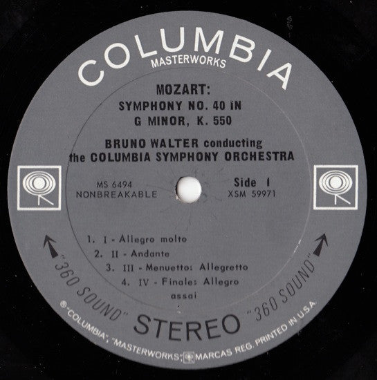 Bruno Walter Conducts Mozart* : Symphony No.38 In D Major, "Prague" / Symphony No.40 In G Minor (LP, Album)