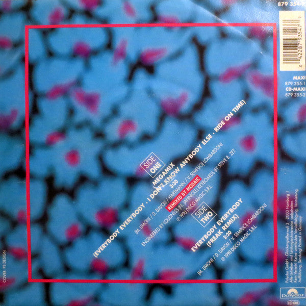 Black Box : Megamix (Everybody Everybody - I Don't Know Anybody Else - Ride On Time) (7", Single)