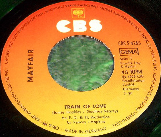 Mayfair (9) : Train Of Love / Mayfair Theme (7", Single)