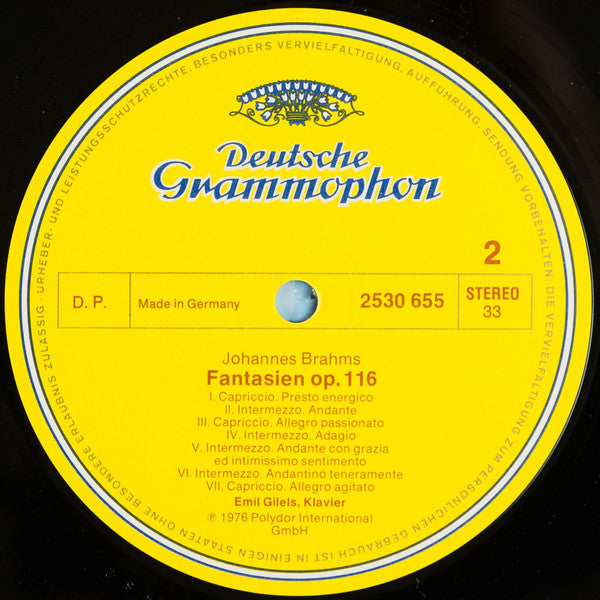 Johannes Brahms, Emil Gilels : Balladen Op. 10 / Fantasien Op. 116 (LP)