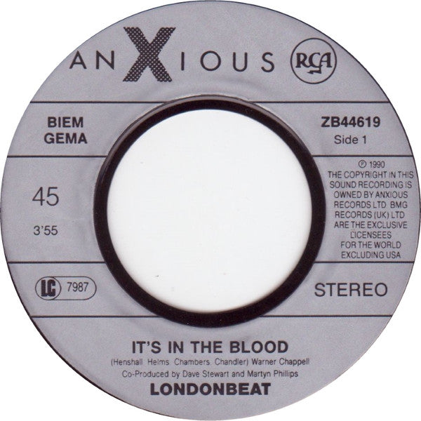 Londonbeat : It's In The Blood (7", Single)