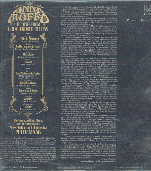 Anna Moffo, New Philharmonia Orchestra : Heroines From Great French Operas (LP)