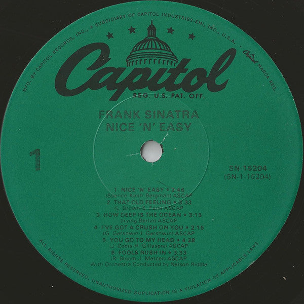 Frank Sinatra : Nice 'N' Easy (LP, Album, RE)