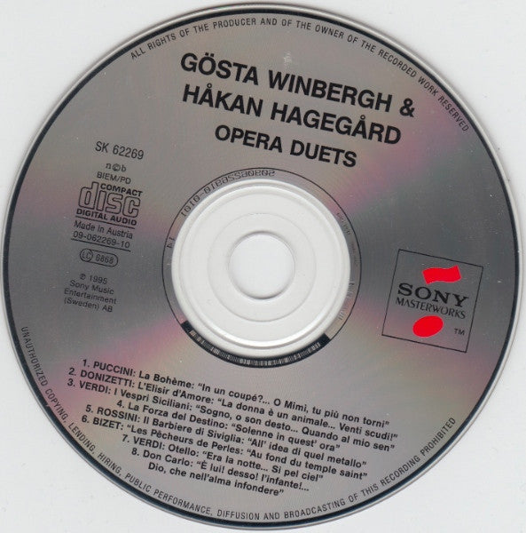 Gösta Winbergh & Håkan Hagegård, Kungliga Hovkapellet, Kjell Ingebretsen : Opera Duets (CD)