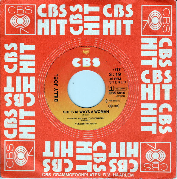 Billy Joel : She's Always A Woman (7", Single)