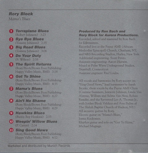 Rory Block : Mama's Blues (CD, Album)