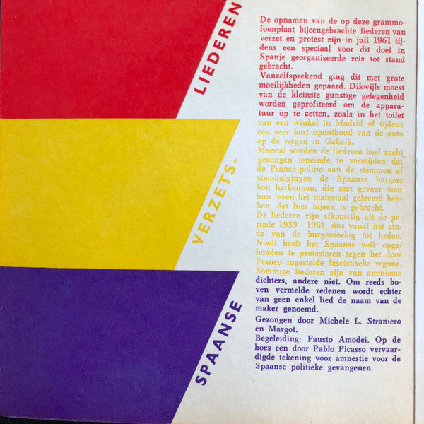 Michele L. Straniero en Margot (7) , Begeleiding: Fausto Amodei : Spaanse Verzetsliederen 1939/1962 (7")